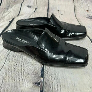 Paul Green Munchen Women’s Black Patent Leather Slip On Mules size 6.5